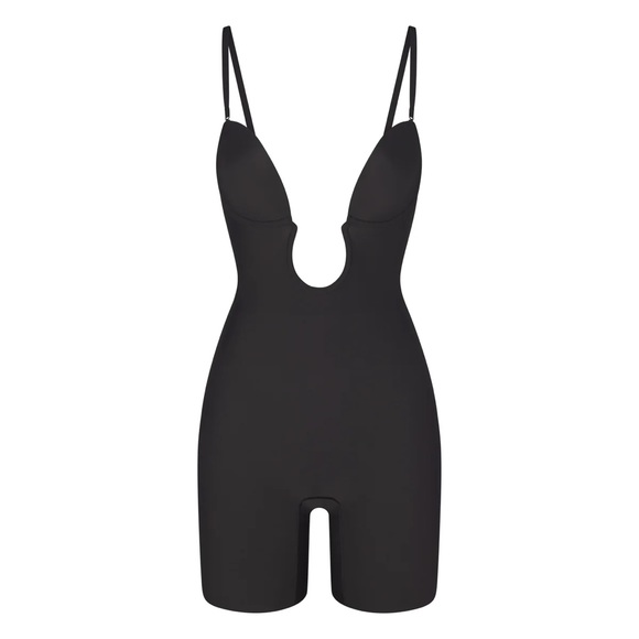 XL SKIMS Deep Plunge Shapewear Mid Thigh Bodysuit in Onyx New With Tags - Picture 2 of 9
